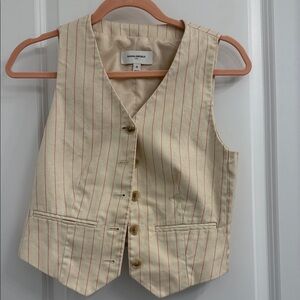 Banana Republic Beige Vest with Red Stripes